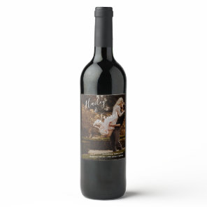Elegant Photo Modern Wedding Wine Label