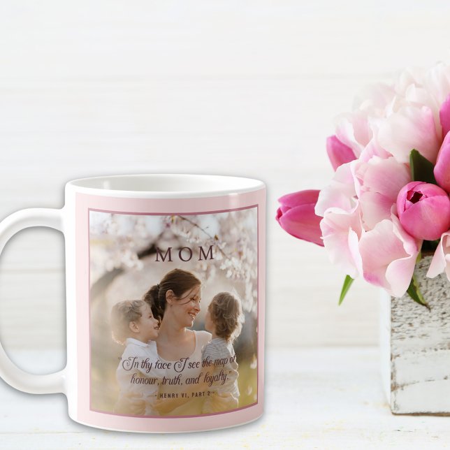 Elegant Photo Mom Quote Modern Script Coffee Mug (Creator Uploaded)