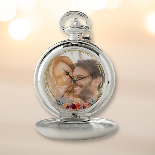 Elegant Photo Monogram Pocket Watch