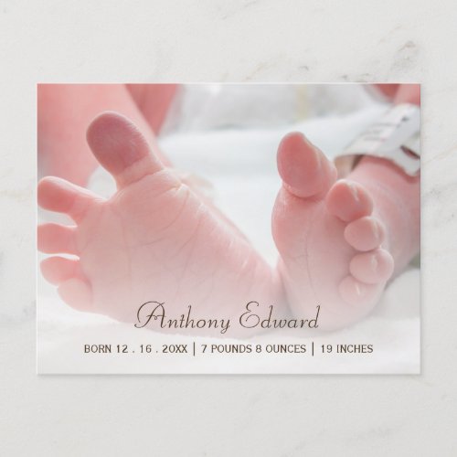 Elegant Photo Newborn Baby Feet Birth Announcement