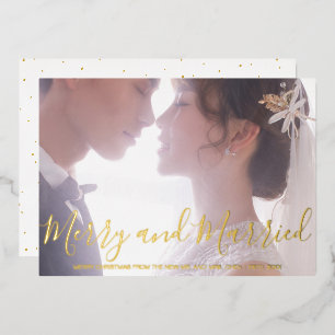 Elegant Photo Newlywed Christmas Foil Holiday Card