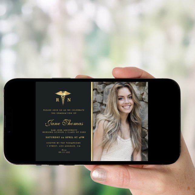 Elegant photo Nursing school graduation party Invitation (Front Digital)