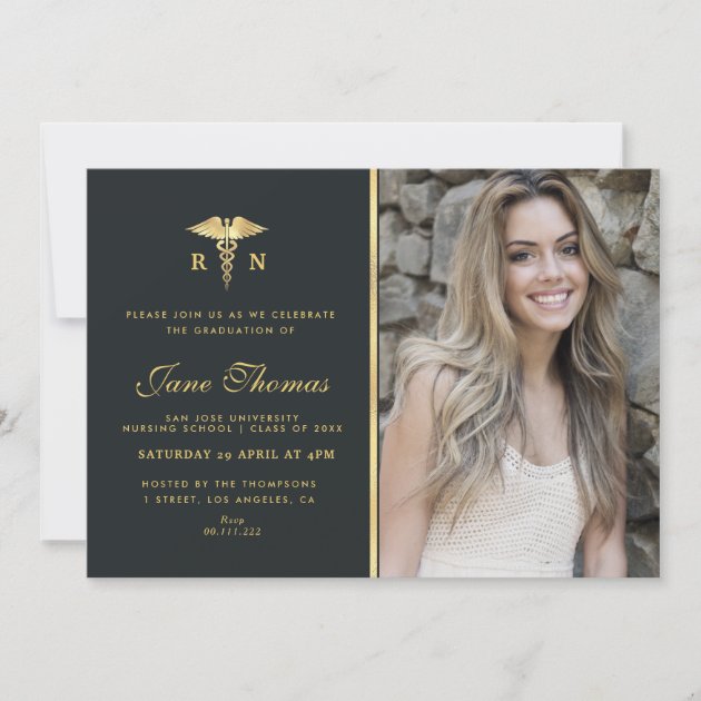 Elegant Photo Nursing School Graduation Party Invitation | Zazzle