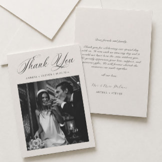 Elegant Photo Old Money Wedding Thank You Card