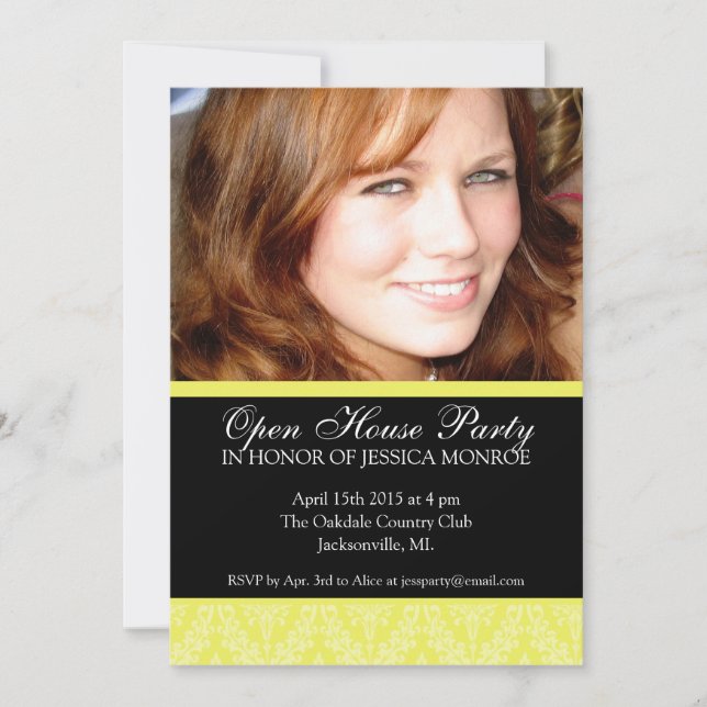 Elegant Photo Open House Graduation Invitation (Front)