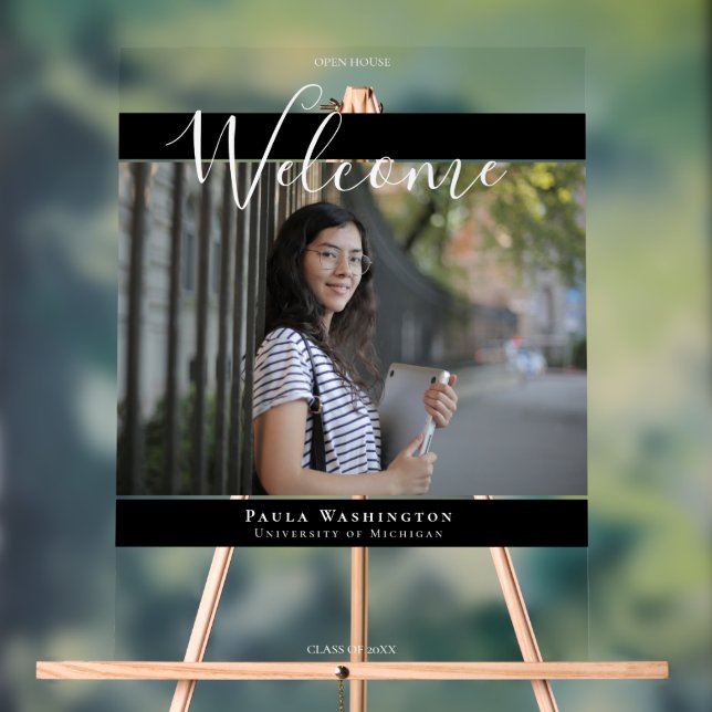 Elegant Photo Open House Welcome  Acrylic Sign (Neutral)