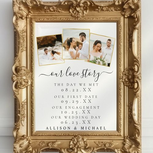 Elegant Photo Our Love Story Timeline Wedding Sign
