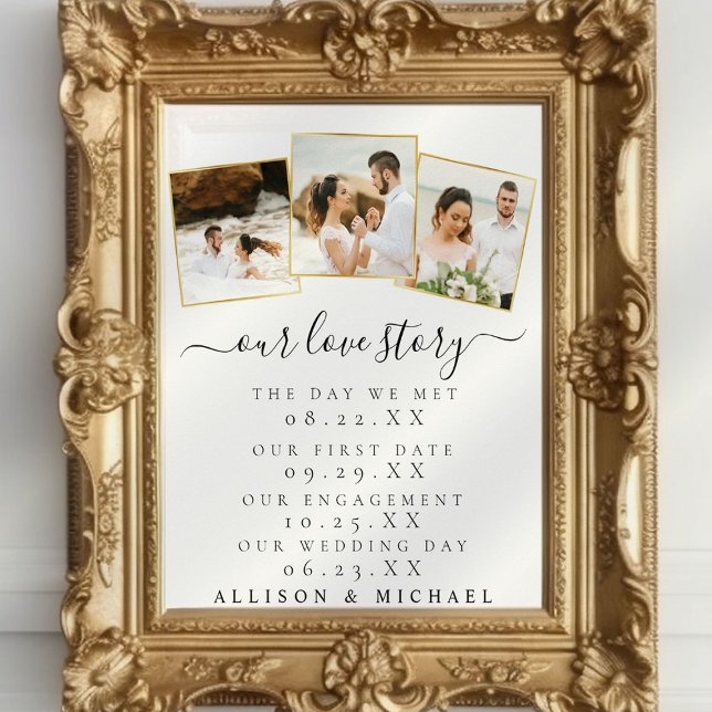 Elegant Photo Our Love Story Timeline Wedding Sign (Creator Uploaded)