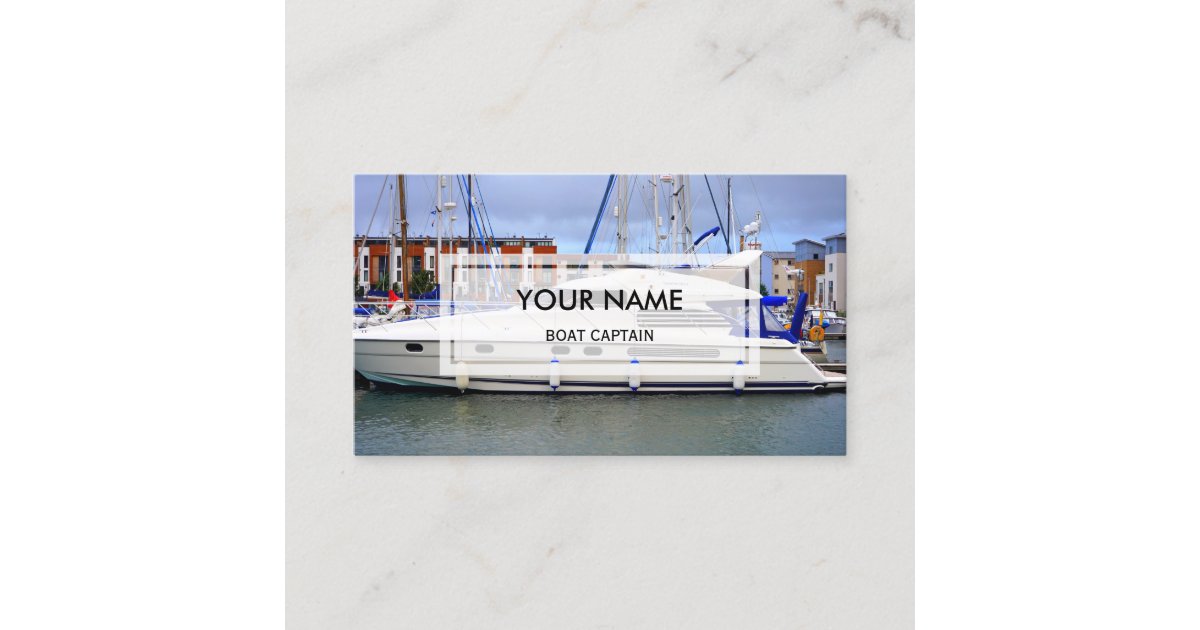 Elegant Photo Overlay | Boat Captain Business Card | Zazzle