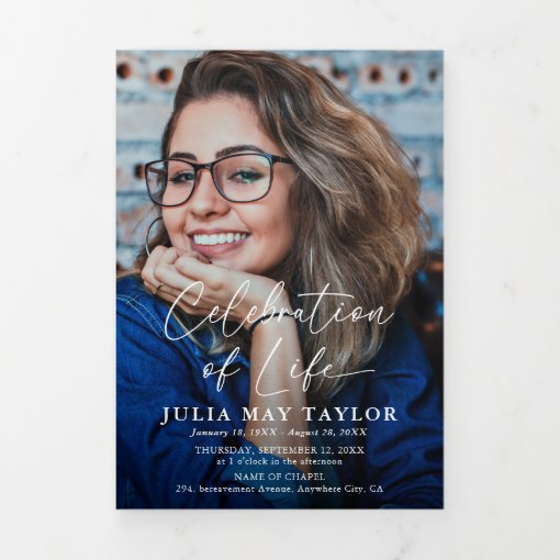 Elegant Photo Overlay Funeral Memorial Program Zazzle