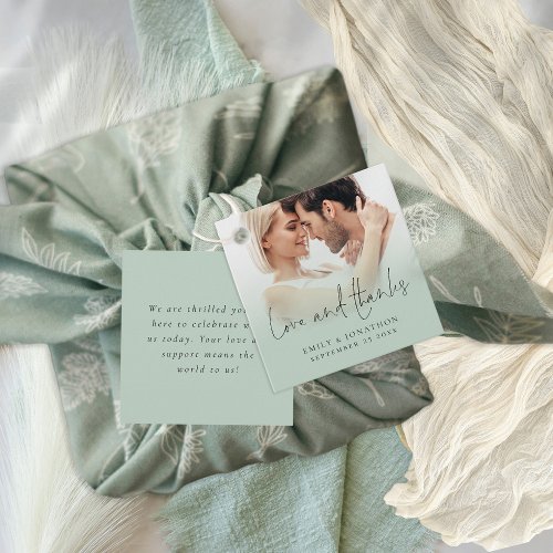 Elegant Photo Overlay Love Thanks Script Wedding Favor Tags