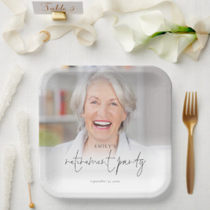 Elegant Photo Overlay Retirement Party Paper Plat Paper Plates