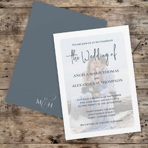Elegant Photo Overlay Simple Minimalist Gray Invitation