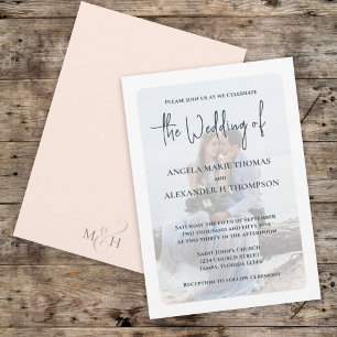Elegant Photo Overlay Simple Minimalist Peach Invitation