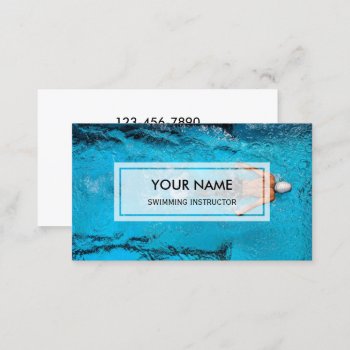 Elegant Photo Overlay | Swimming Instructor Business Card by MalaysiaGiftsShop at Zazzle