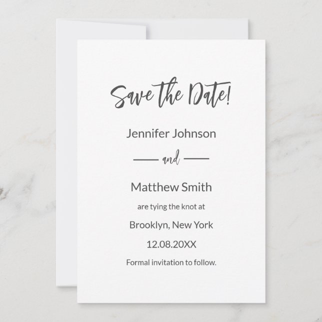 Elegant Photo Overlay Text Wedding Save The Date Invitation (Back)