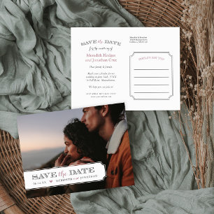 Elegant Photo Overlay Typography Save the Date Announcement Postcard