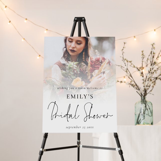 Elegant Photo Overlay Welcome Bridal Shower  Foam Board (In Situ (Stand))