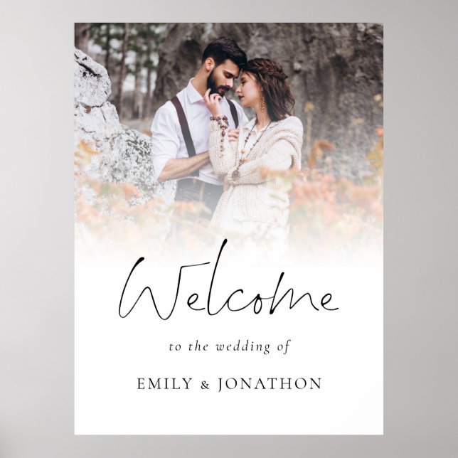 Elegant Photo Overlay Welcome to Wedding Poster (Front)
