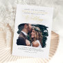 Elegant Photo Overlay White Boho Wedding Real Foil Invitation