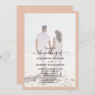 Elegant Photo Peach Wedding Invitation