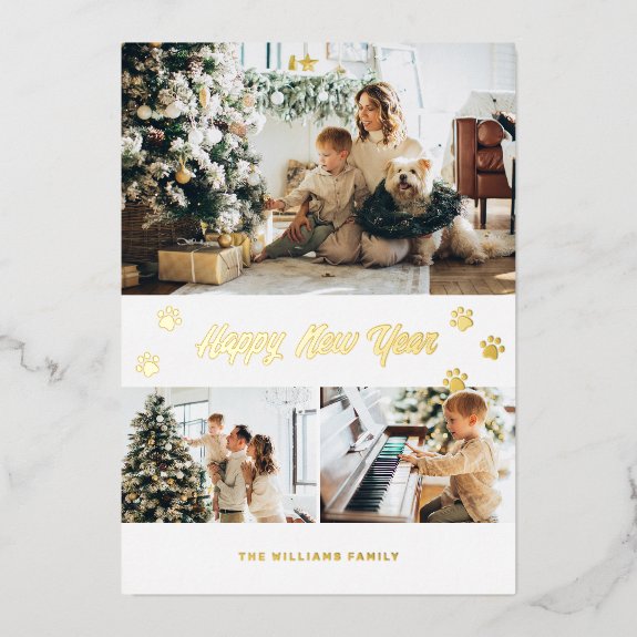 Elegant Photo Pet Owner Happy New Year Gold