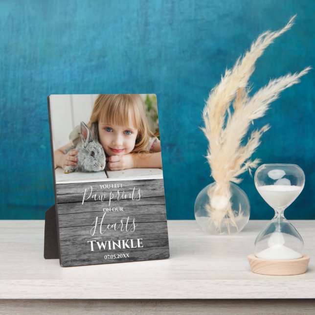 Elegant Photo Pet Rabbit Memorial Plaque (Side)