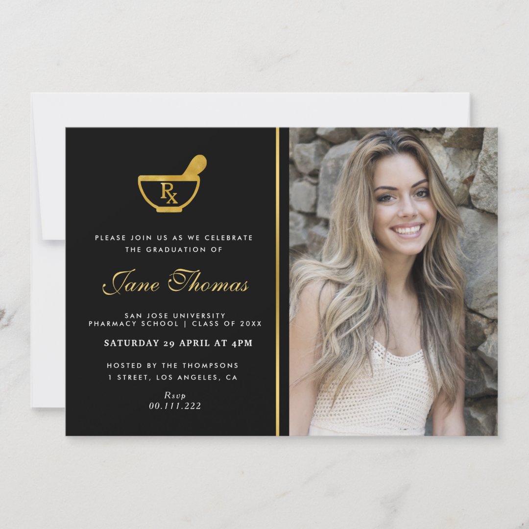 Elegant photo pharmacy graduation party invitation Zazzle