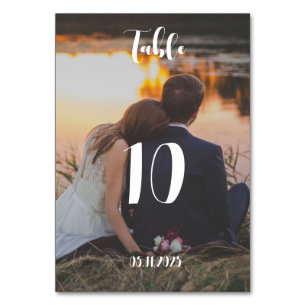 Elegant Photo Picture Couple Summer Sunset Wedding Table Number