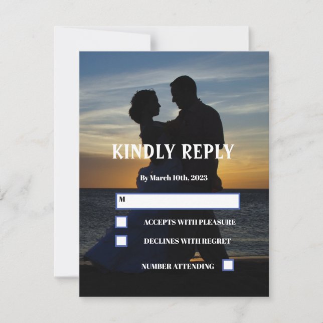 Elegant Photo picture Sunset Simple Wedding  RSVP Card (Front)