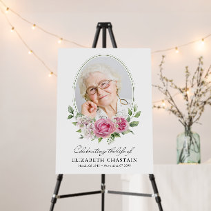 Elegant Photo Pink Floral Funeral Memorial Foam Board
