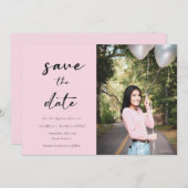 Elegant Photo Pink Quinceanera  Save the Date (Front/Back)