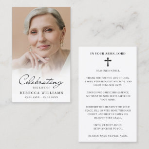 Elegant Photo Prayer Memorial Sympathy Cards