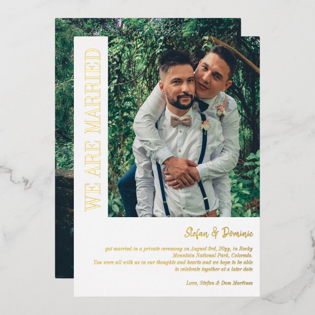 Elegant Photo Private Ceremony Wedding Foil Invitation (Front/Back)