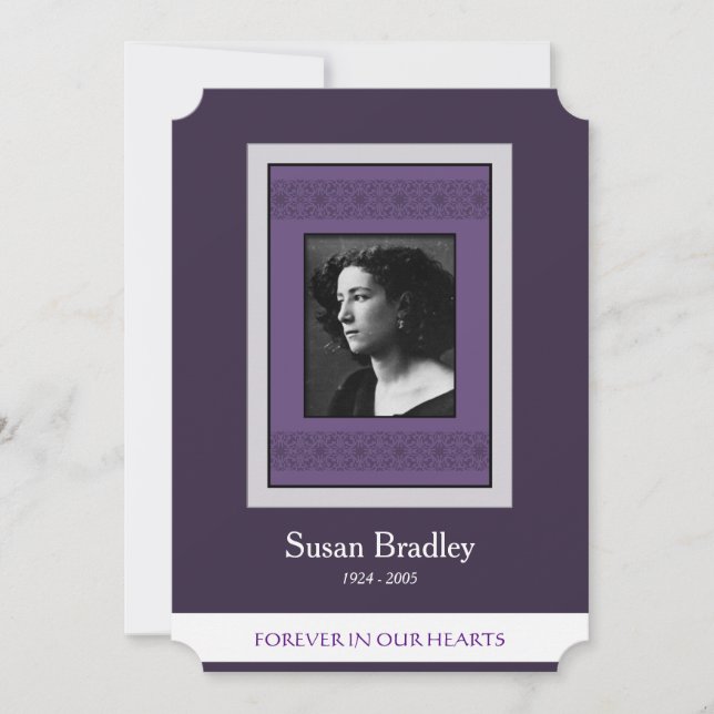 Elegant Photo Purple Template Memorial Funeral (Front)
