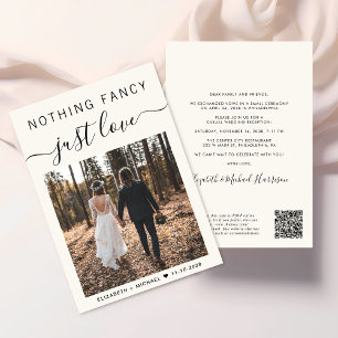 Elegant Photo QR Code Casual Wedding Reception Invitation