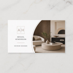 Elegant Photo QR Code Interior Designer Business Card