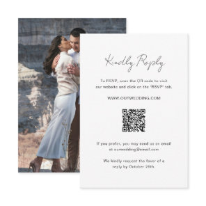 Elegant Photo QR Code Modern Wedding RSVP Card