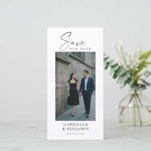 Elegant Photo QR Code Script Wedding Tall White Save The Date
