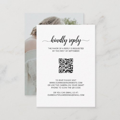 Elegant Photo QR Code Wedding Mini RSVP Card