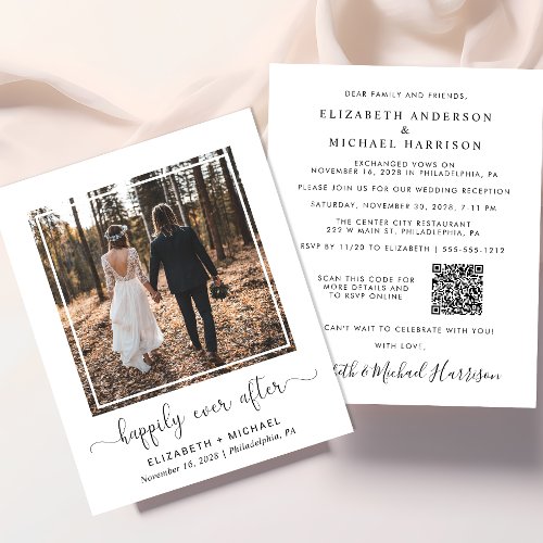 Elegant Photo QR Code Wedding Reception Invitation