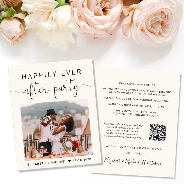 Elegant Photo QR Code Wedding Reception Invitation (Creator Uploaded)