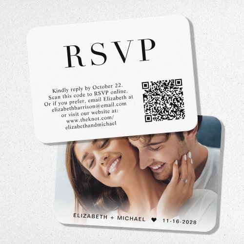 Elegant Photo QR Code Wedding RSVP Enclosure Card