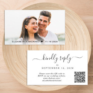 Elegant Photo QR Code Wedding RSVP Enclosure Card