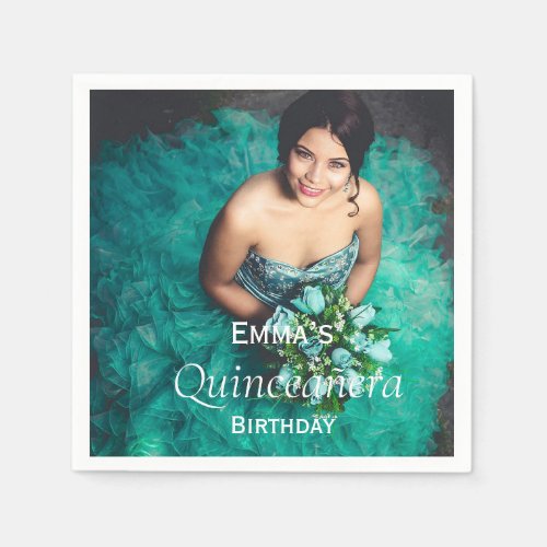 Elegant Photo Quinceaera Birthday Party Napkins