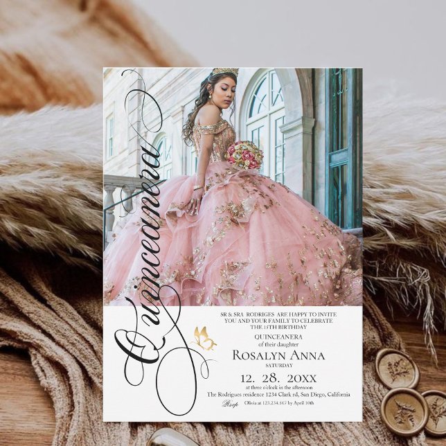 Elegant Photo Quinceañera  Invitation (Creator Uploaded)