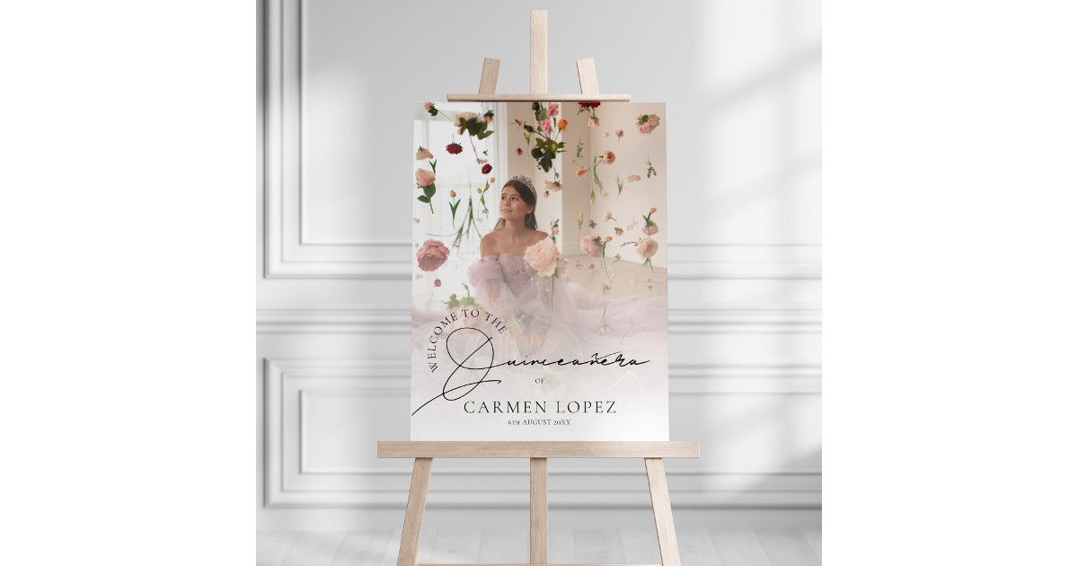Elegant Photo Quinceanera Welcome Sign | Zazzle