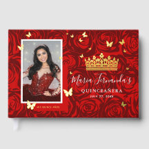 Elegant Photo Real Gold Foil and Red Quinceanera