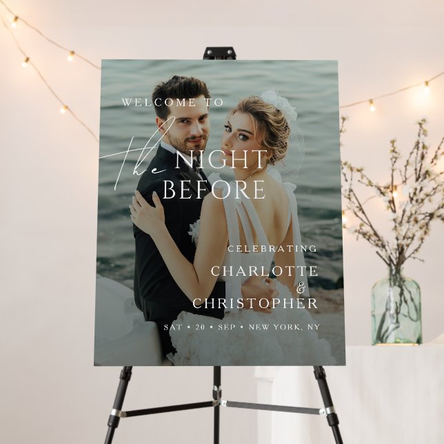 Elegant Photo Rehearsal Dinner Wedding Welcome Foam Board (In Situ (Stand))