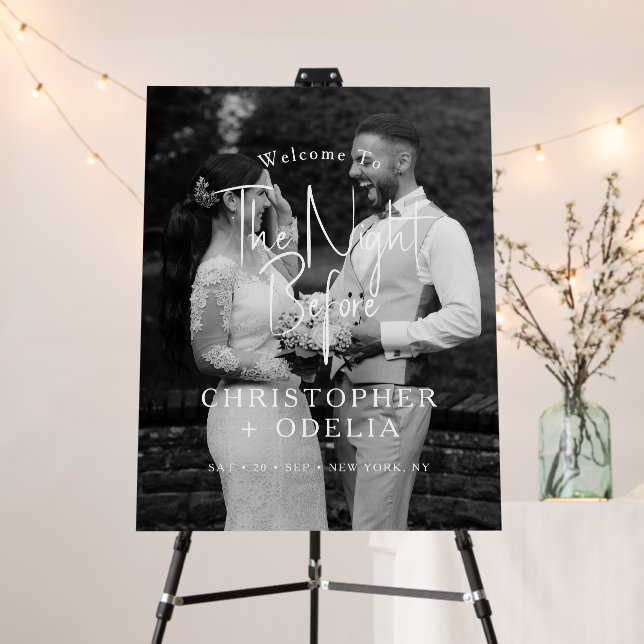 Elegant Photo Rehearsal Dinner Wedding Welcome Foam Board (In Situ (Stand))